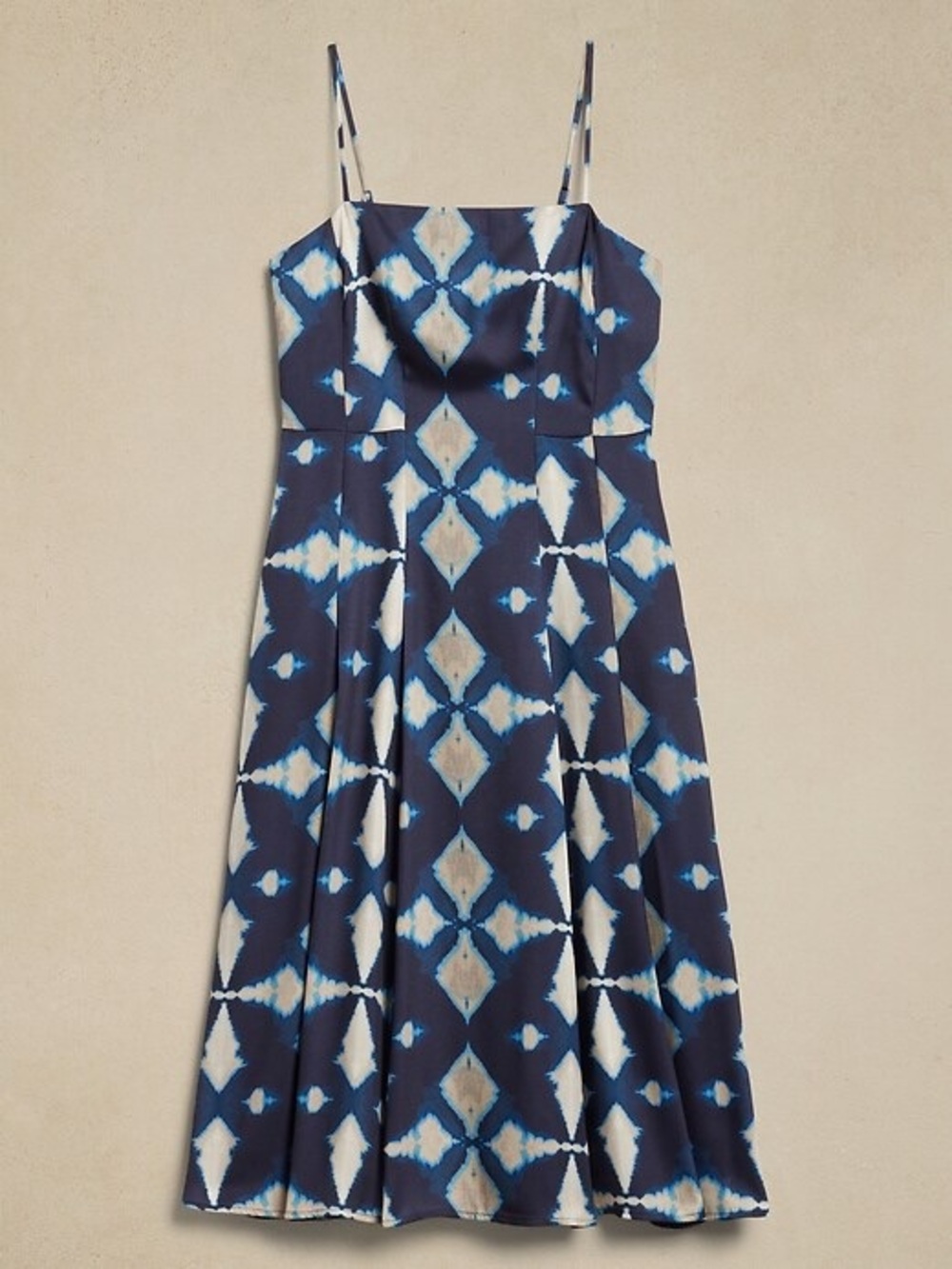 Banana Republic Factory Blue and Cream Diamond-Print Midi Dress - Picture 2 of 8